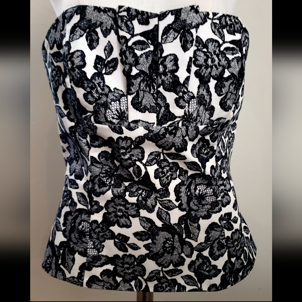White House Black Market Floral Strapless Bustier Corset (Size 8)